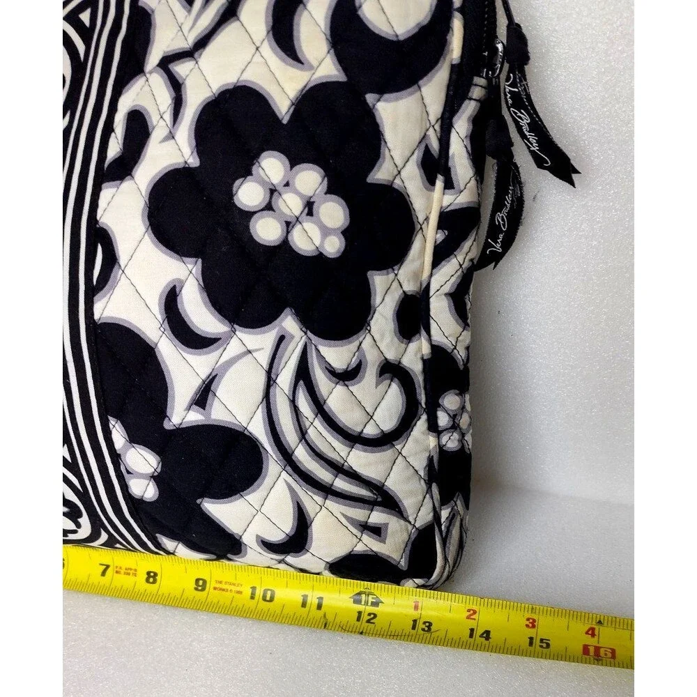 Vera Bradley Night and Day Retired Quilted Laptop Portfolio Case Black  & White